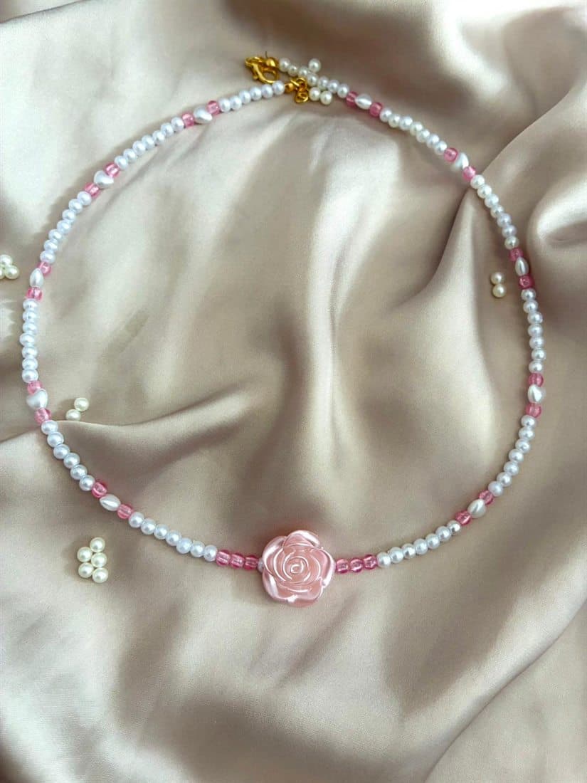 Pembe Gül Kolye